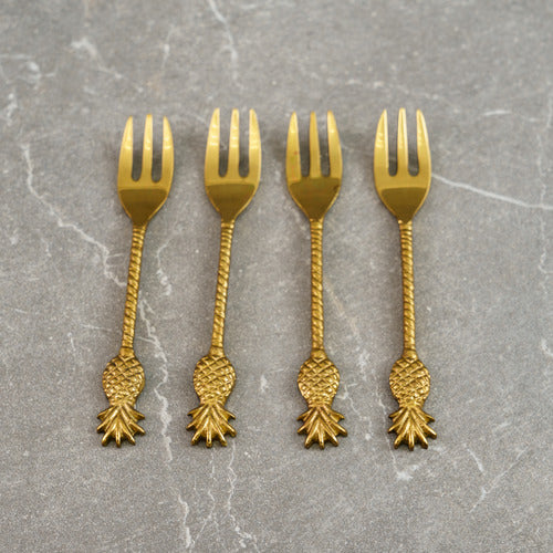 Design Shop Gold Forks w/ Pineapple Handle S/4