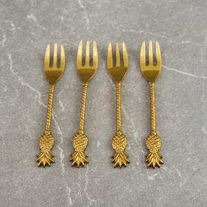 Design Shop Gold Forks w/ Pineapple Handle S/4