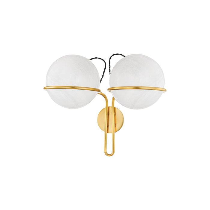 Hudson Valley Two Light Wall Sconce from the Hingham collection in Aged Brass finish