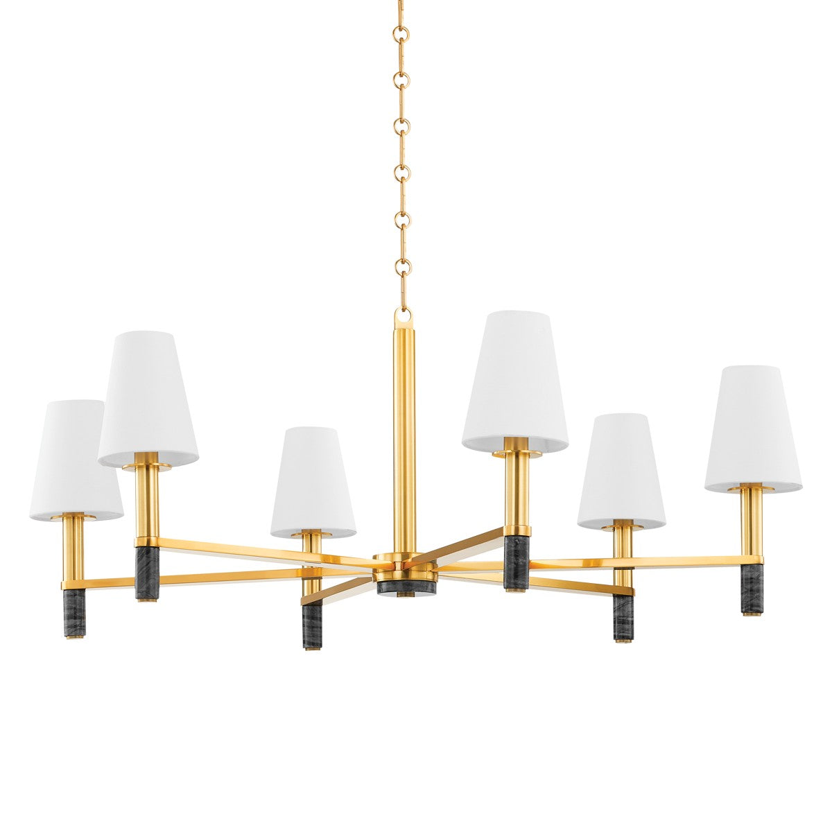 Hudson Valley Six Light Chandelier from the Montreal collection in Aged Brass finish