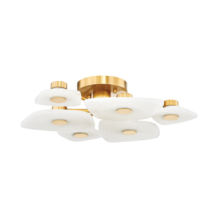 Hudson Valley LED Semi Flush Mount from the Holmdel collection in Aged Brass finish