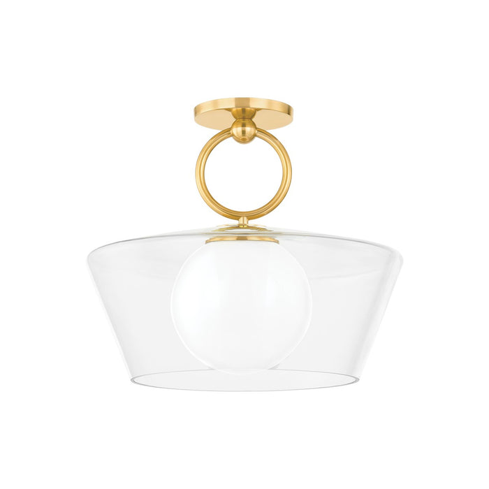 Hudson Valley One Light Pendant from the Elmsford collection in Aged Brass finish