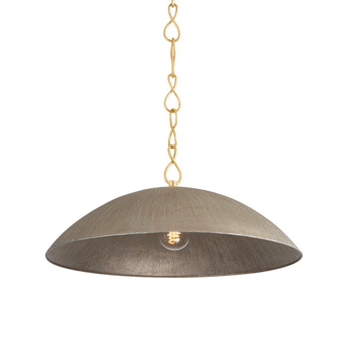 Hudson Valley One Light Pendant from the Eve collection in Vintage Gold Leaf/ Textured Warm Silver Leaf finish
