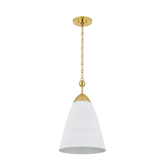 Hudson Valley One Light Pendant from the Bronson collection in Aged Brass/White Plaster finish
