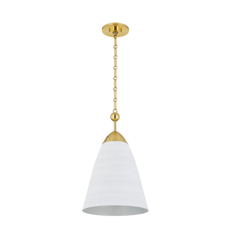 Hudson Valley - BKO1500-AGB/WP - One Light Pendant - Bronson - Aged Brass/White Plaster
