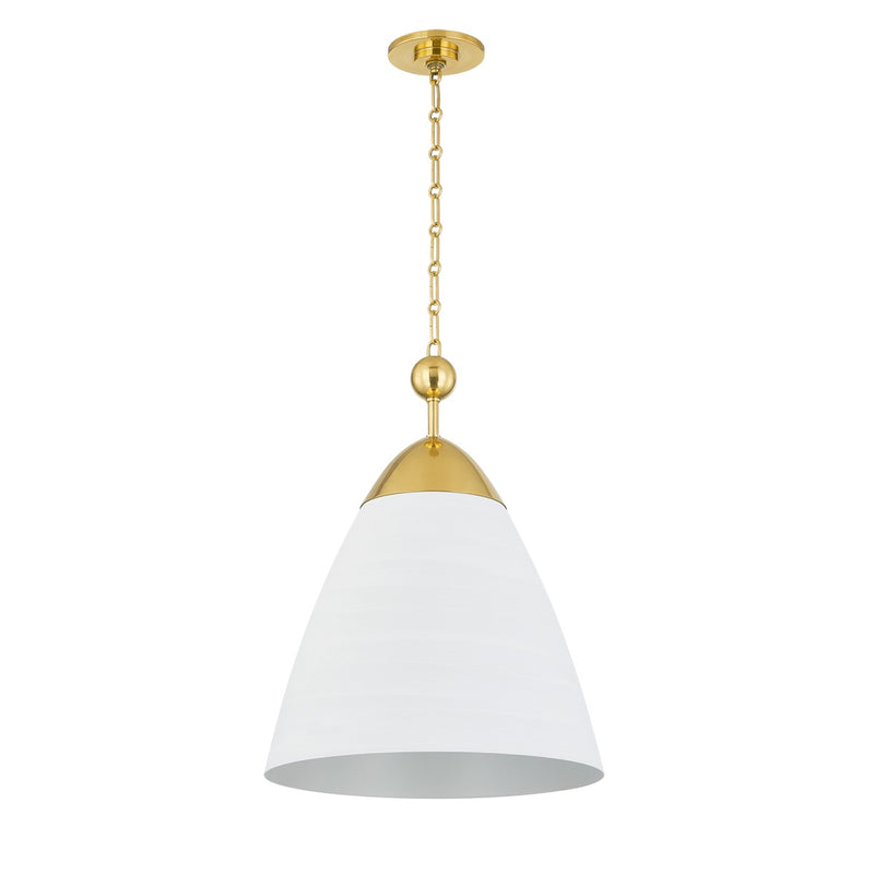 Hudson Valley - BKO1501-AGB/WP - One Light Pendant - Bronson - Aged Brass/White Plaster