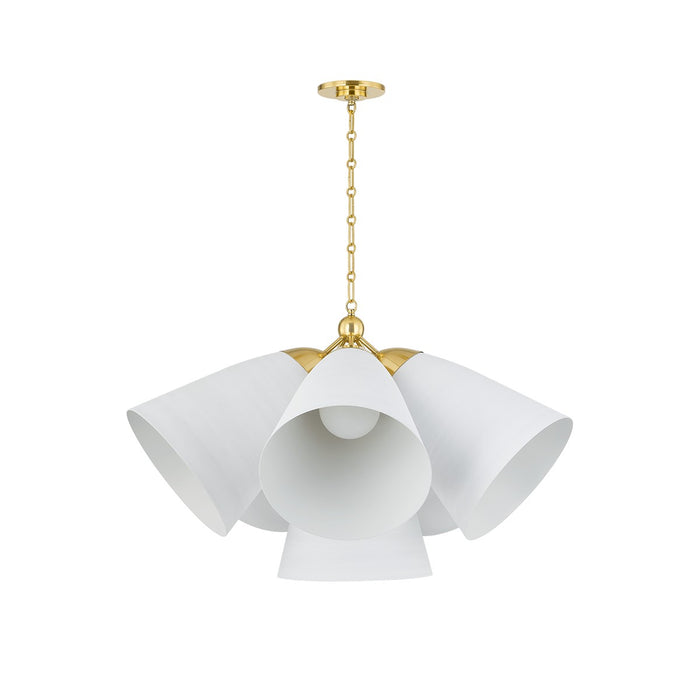 Hudson Valley Five Light Chandelier from the Bronson collection in Aged Brass/White Plaster finish