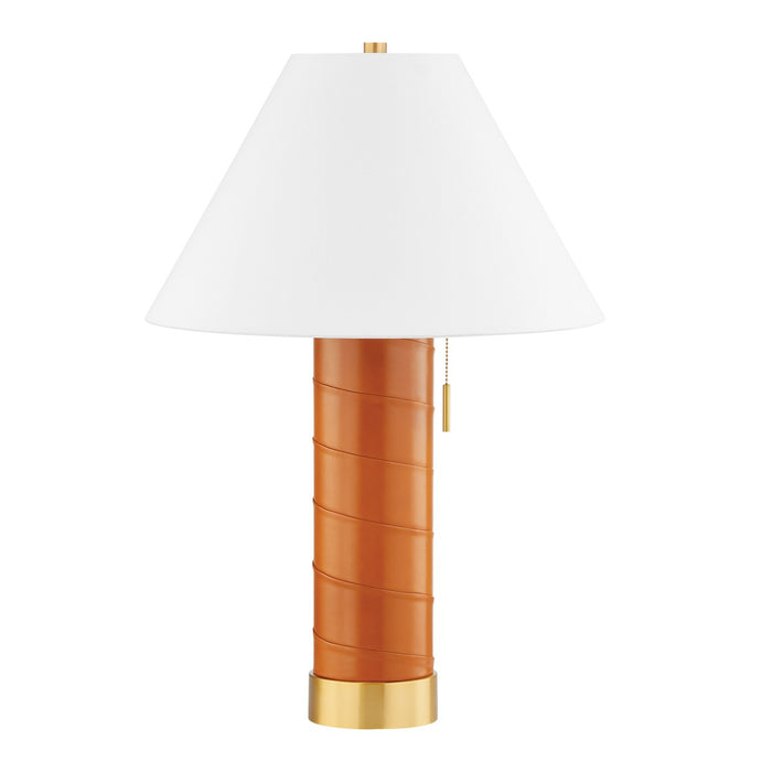 Hudson Valley One Light Table Lamp from the Norwalk collection in Aged Brass finish
