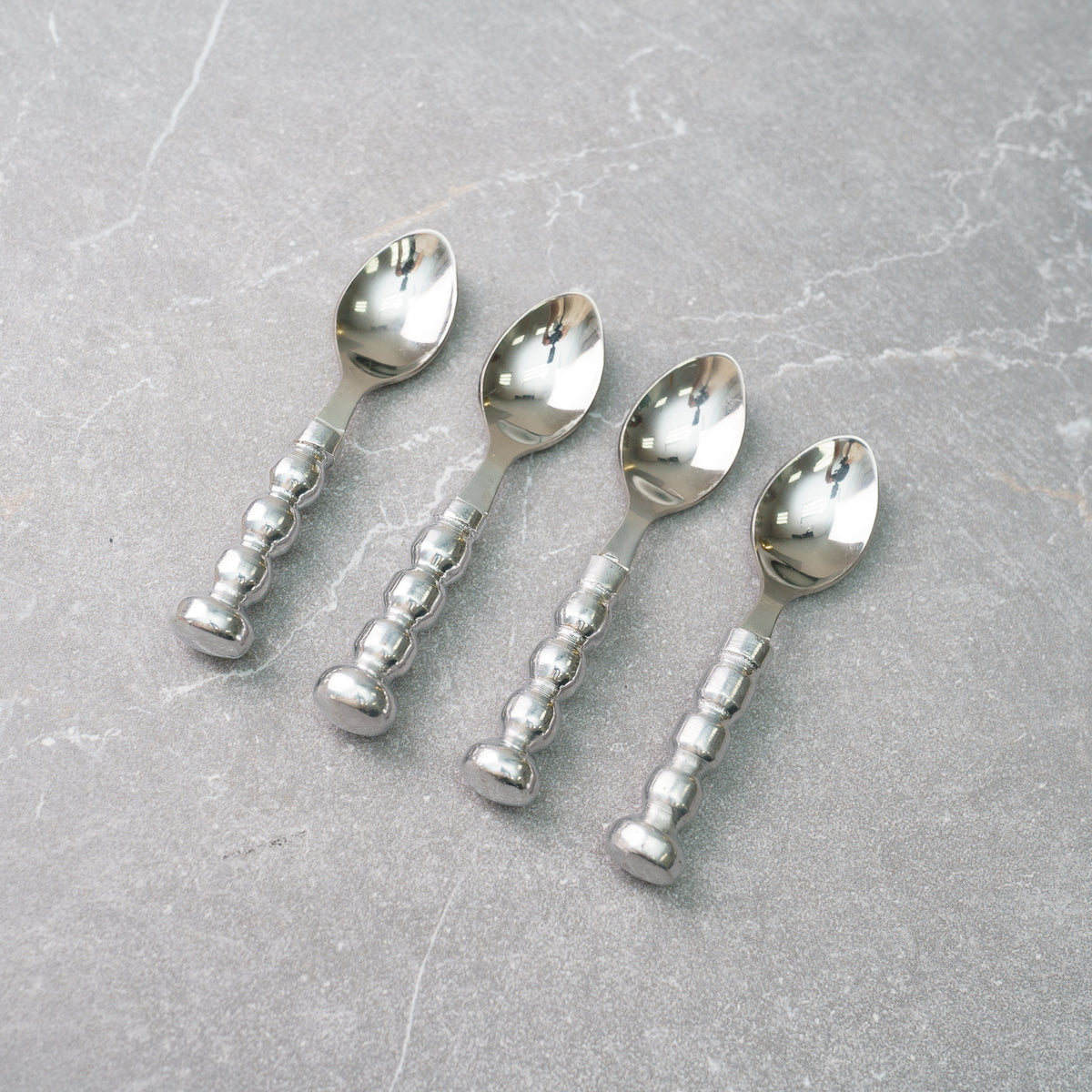 Design Shop Aluminum Beaded Handle Dessert Spoons - Set of 4