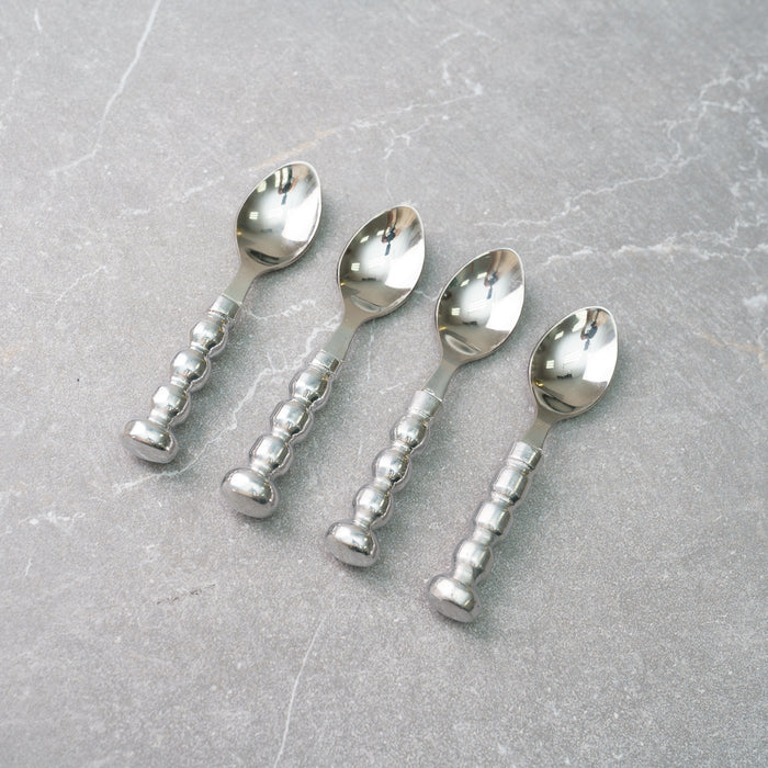 Design Shop Aluminum Beaded Handle Dessert Spoons - Set of 4