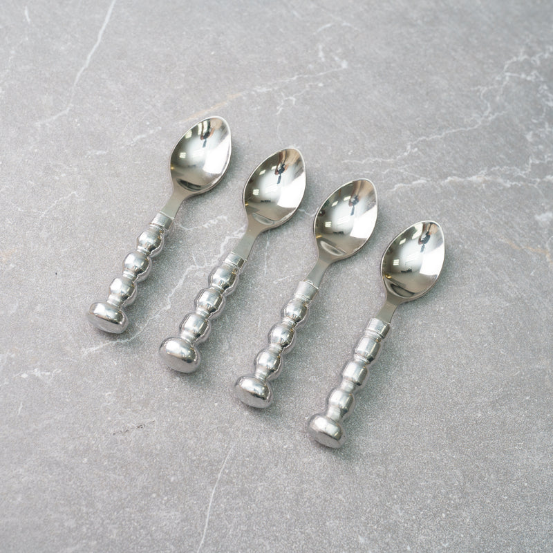 Design Shop Aluminum Beaded Handle Dessert Spoons - Set of 4