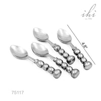Design Shop Aluminum Beaded Handle Dessert Spoons - Set of 4