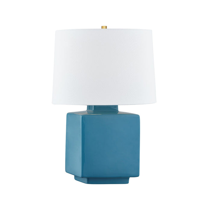 Hudson Valley One Light Table Lamp from the Hawley collection in Aged Brass/ Ceramic Gloss Turquoise finish