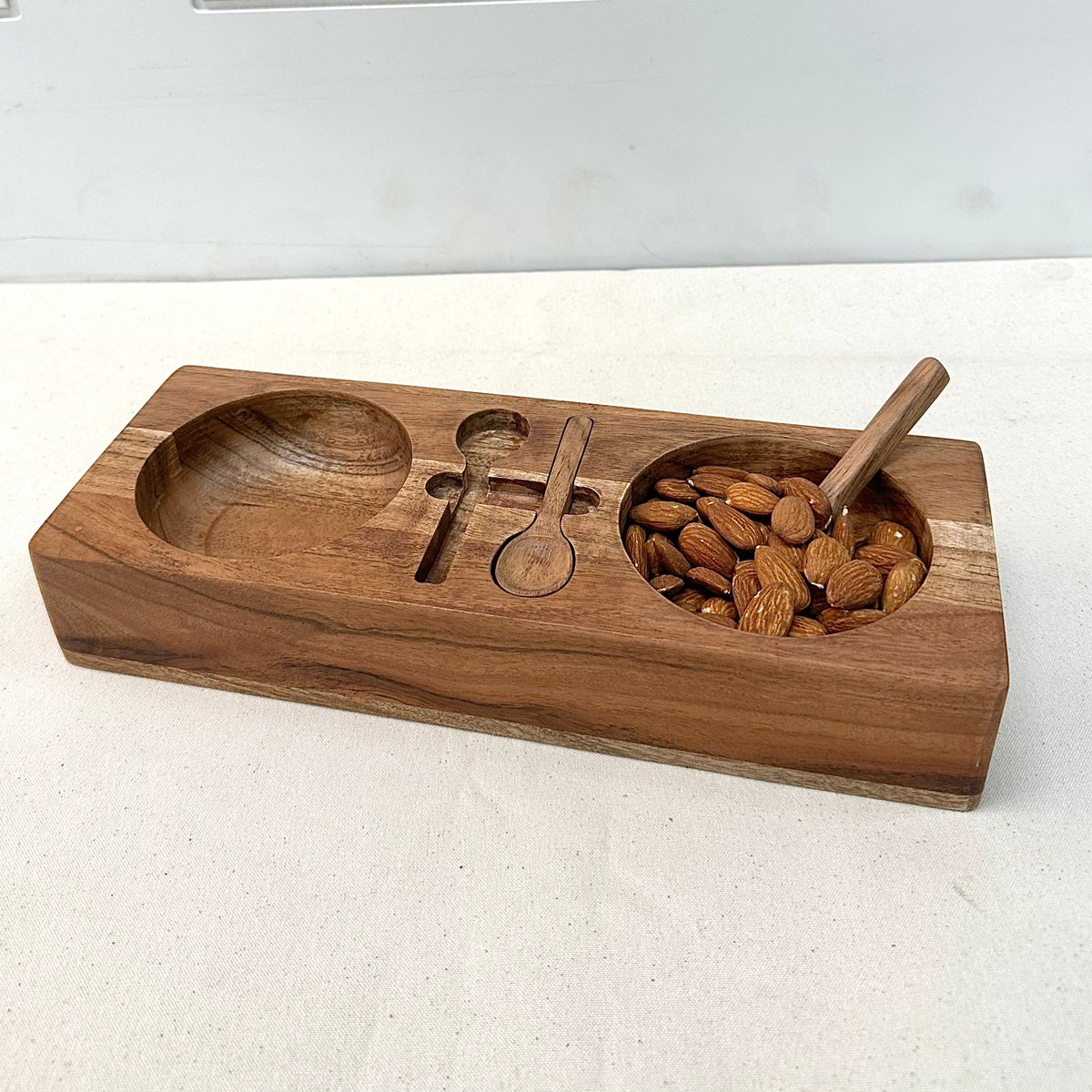 Design Shop Wooden 3 Section Tray With Spoons