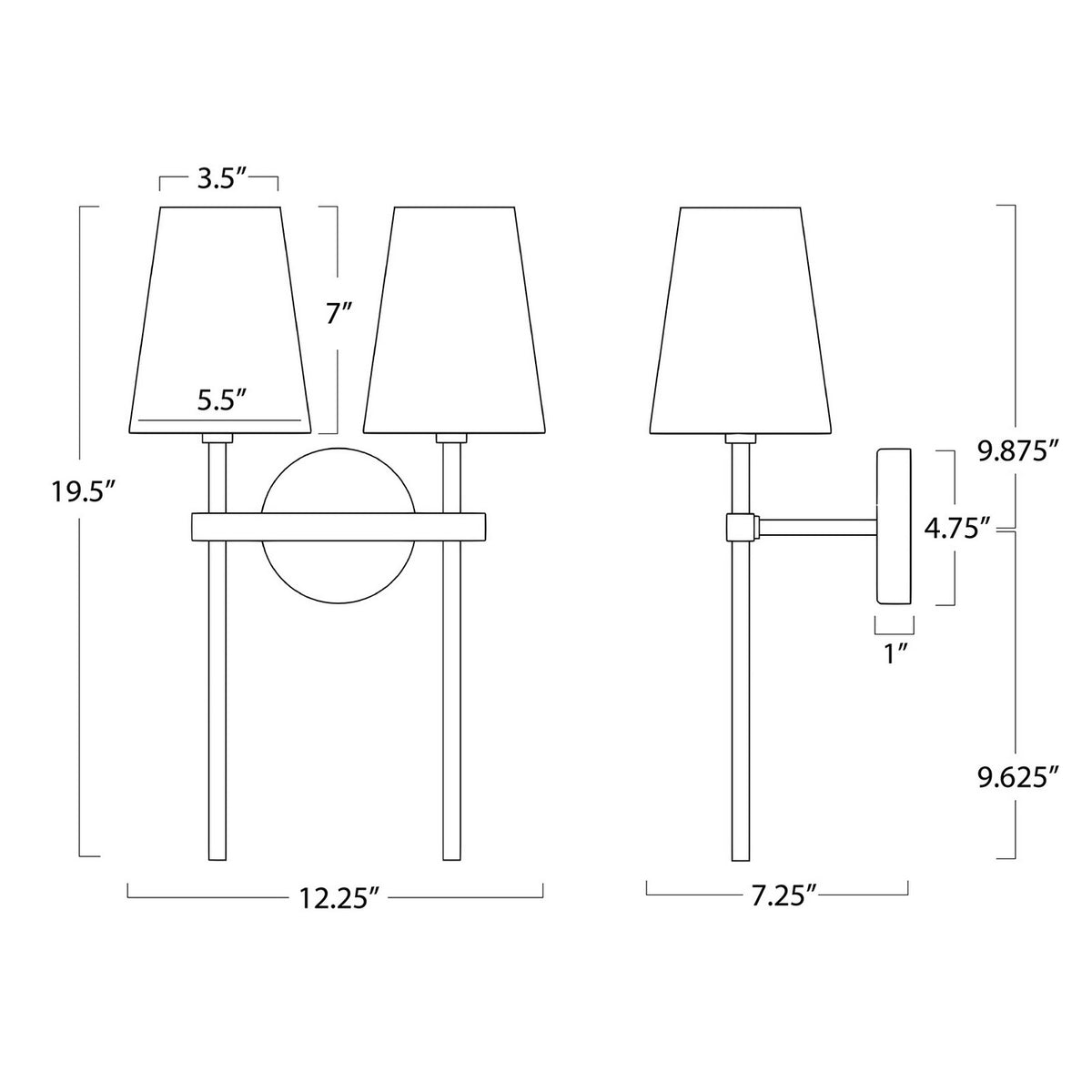 Regina Andrew - 15-1211 - Two Light Wall Sconce - Toni - Natural Brass