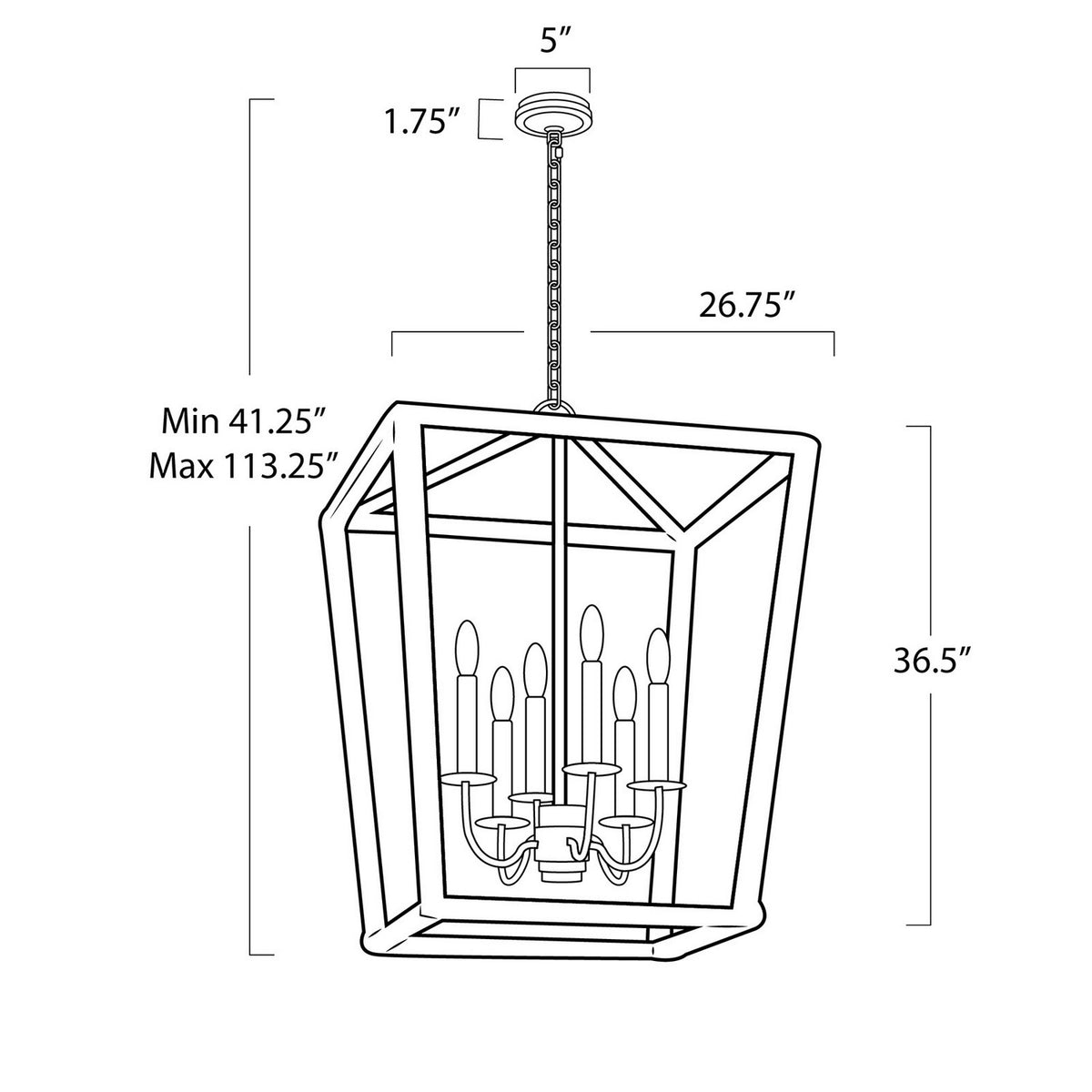 Regina Andrew - 16-1432 - Six Light Lantern - Luella - Blackened Brass