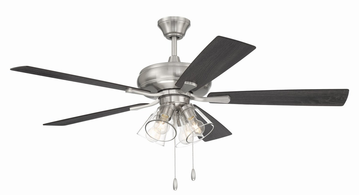 Craftmade - ECF104BNK5-BNGW - 52" Ceiling Fan - Eos Clear 4 Light - Brushed Polished Nickel