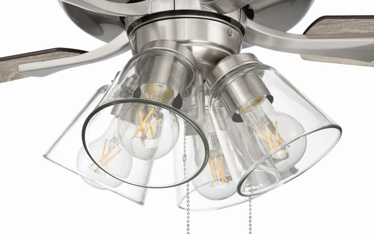 Craftmade - ECF104BNK5-DWWLN - 52" Ceiling Fan - Eos Clear 4 Light - Brushed Polished Nickel