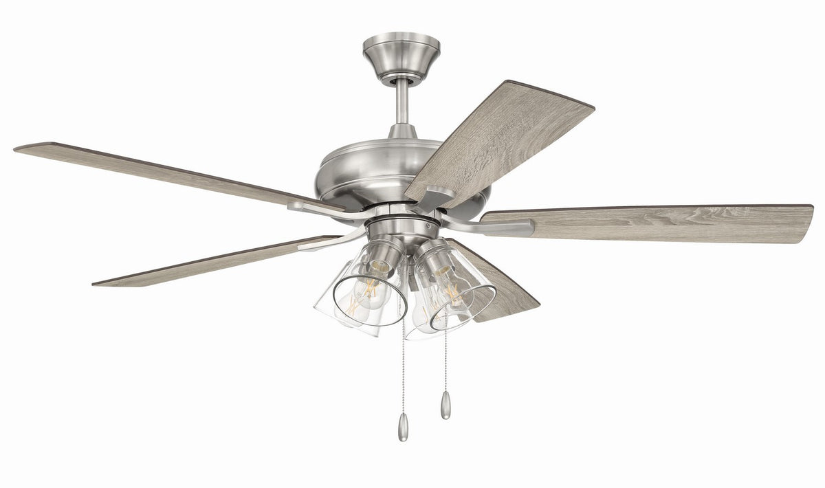 Craftmade - ECF104BNK5-DWWLN - 52" Ceiling Fan - Eos Clear 4 Light - Brushed Polished Nickel