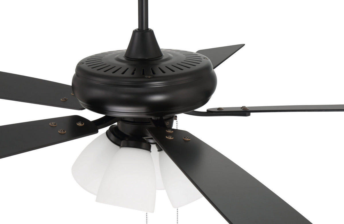 Craftmade - ECF114FB5-FBGW - 52" Ceiling Fan - Eos Frost 4 Light - Flat Black