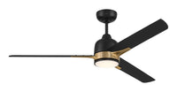 Craftmade - FUL52FBSB3 - 52" Ceiling Fan - Fuller - Flat Black/Satin Brass