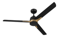 Craftmade - FUL52FBSB3 - 52" Ceiling Fan - Fuller - Flat Black/Satin Brass