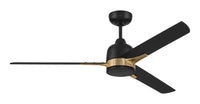 Craftmade - FUL52FBSB3 - 52" Ceiling Fan - Fuller - Flat Black/Satin Brass