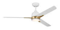 Craftmade - FUL52WSB3 - 52" Ceiling Fan - Fuller - White/Satin Brass