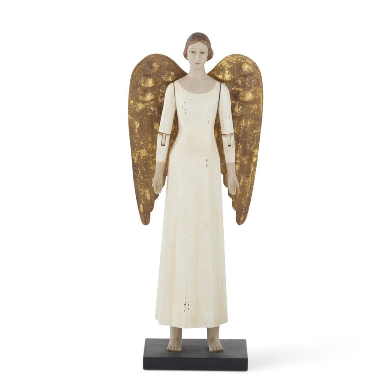 Design Shop 19.25 Inch Cream Angel w/Gold Tin Wings