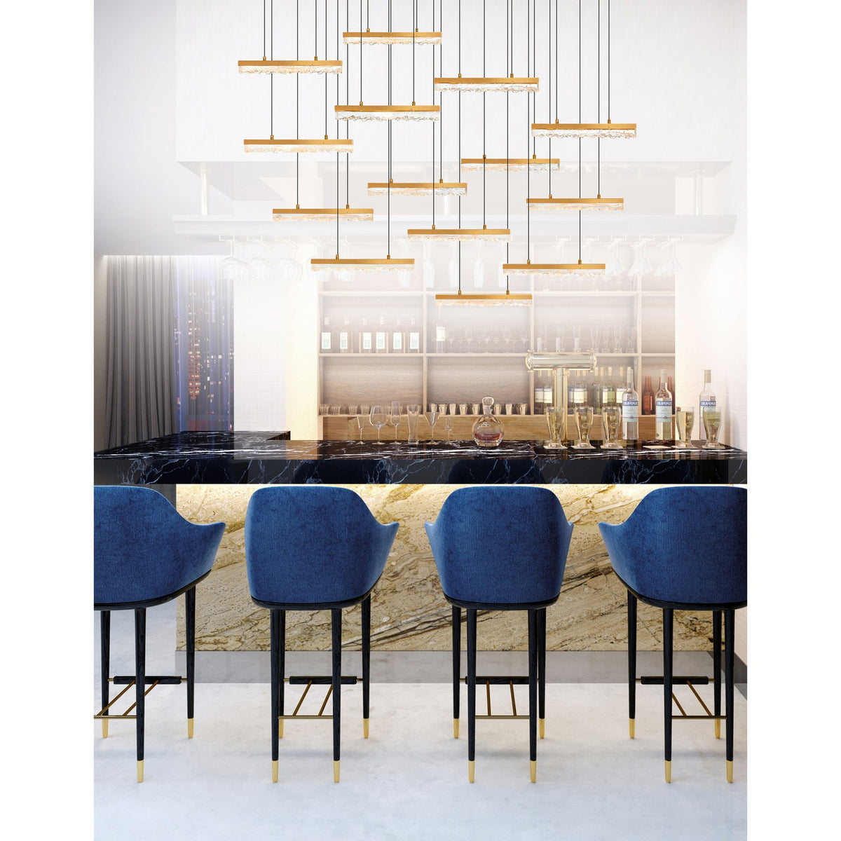 CWI Lighting - 1588P60-14-624 - LED Chandelier - Stagger - Brass