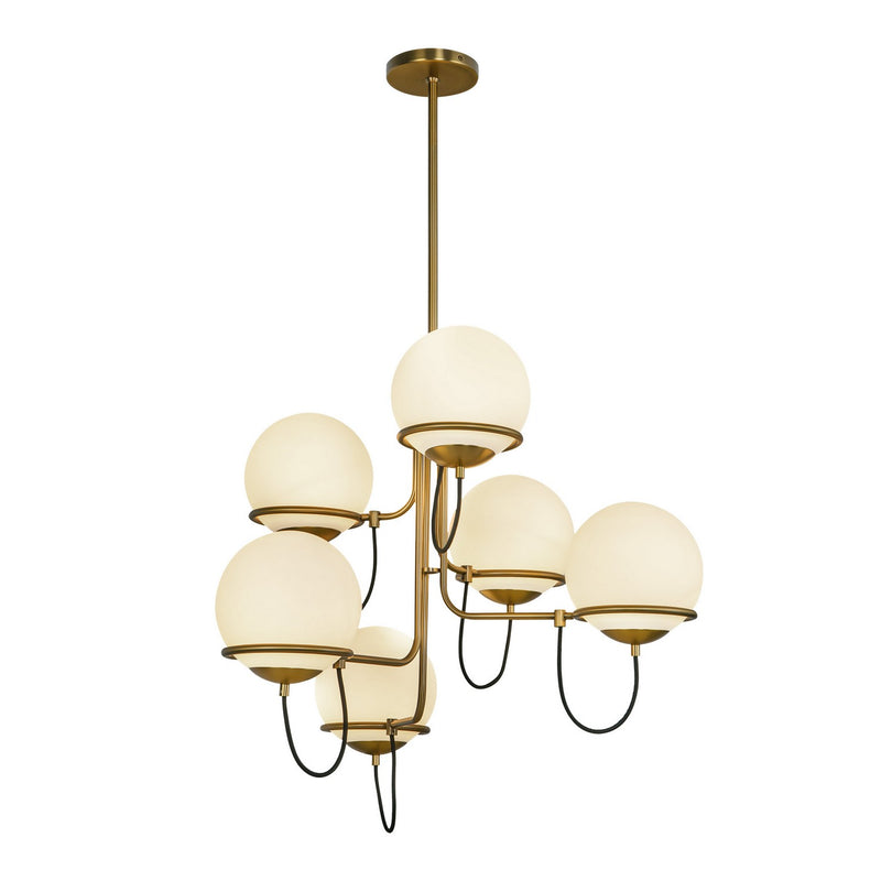 Alora - CH458632AGOP - Six Light Chandelier - Alba - Aged Gold/Opal Glass