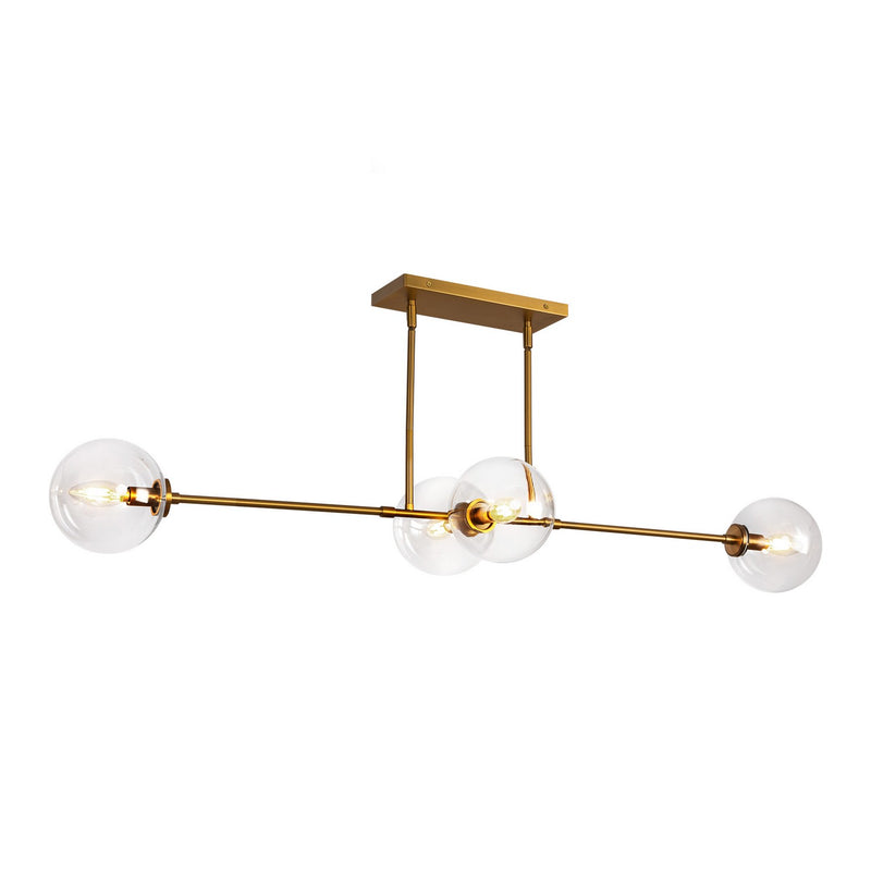 Alora - LP549448AGCL - Four Light Linear Pendant - Cassia - Aged Gold/Clear Glass