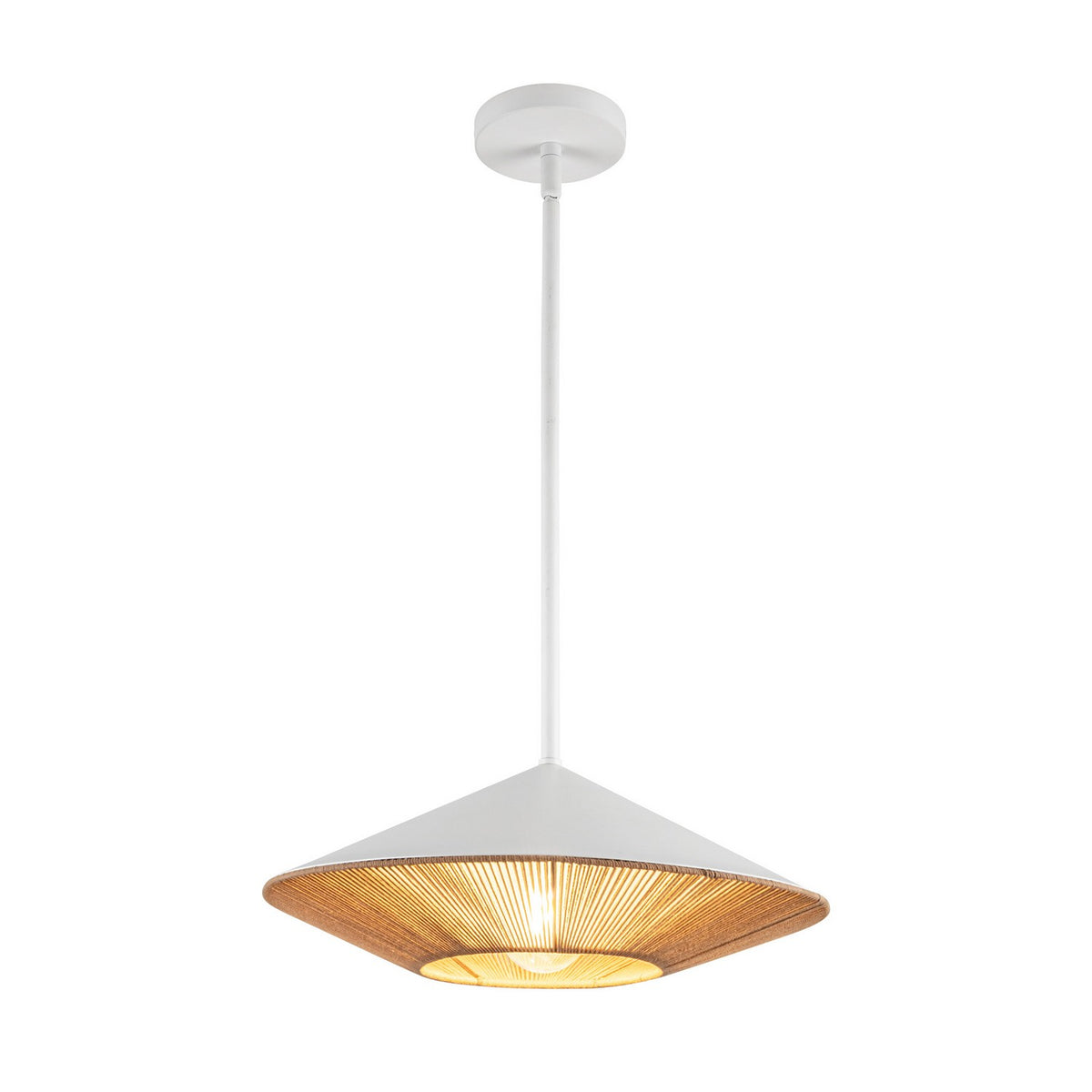 Alora - PD633215WHBR - One Light Pendant - Daphne - White/Brown Cotton Rope