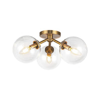 Alora - SF549315AGCL - Three Light Semi-Flush Mount - Cassia - Aged Brass/Clear Glass