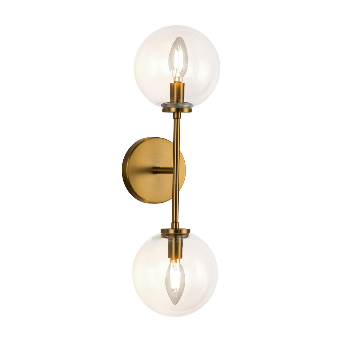 Alora - WV549220AGCL - Two Light Wall Vanity - Cassia - Aged Brass/Clear Glass