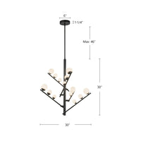 Kuzco Lighting - CH55530-BK/OP - LED Chandelier - Cypress - Black/Opal Glass