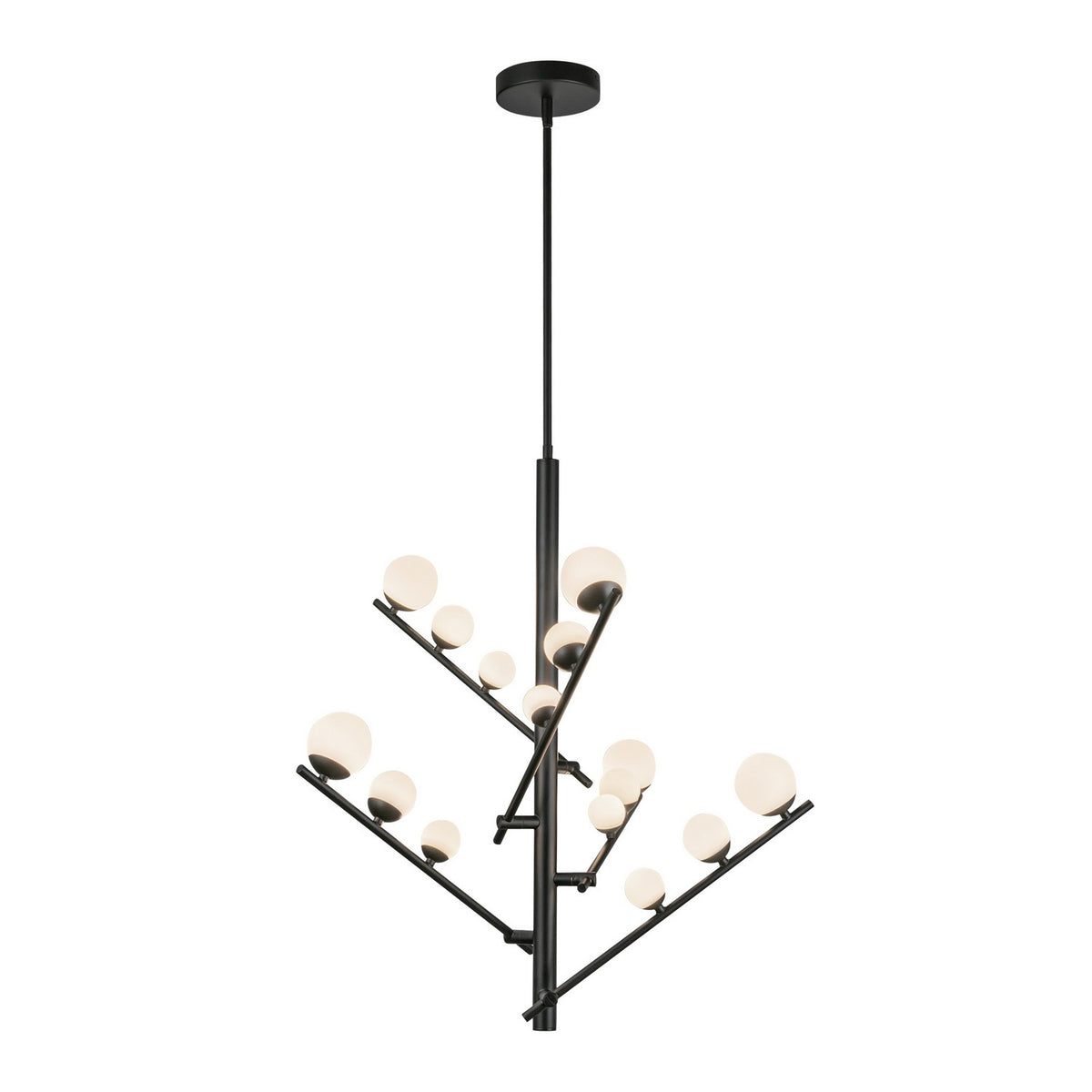 Kuzco Lighting - CH55530-BK/OP - LED Chandelier - Cypress - Black/Opal Glass