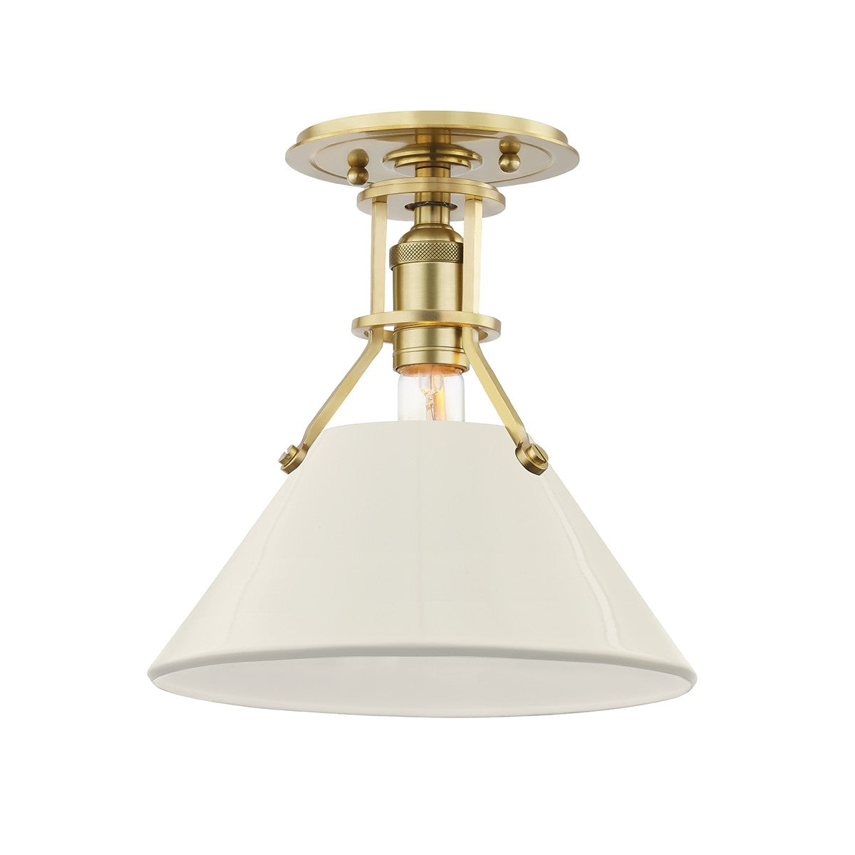 Hudson Valley - MDS353-AGB/OW - One Light Semi Flush Mount - Painted No.2 - Aged Brass/Off White