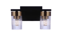 Craftmade - 11811FBSB2 - Two Light Vanity - Bond Street - Flat Black/Satin Brass