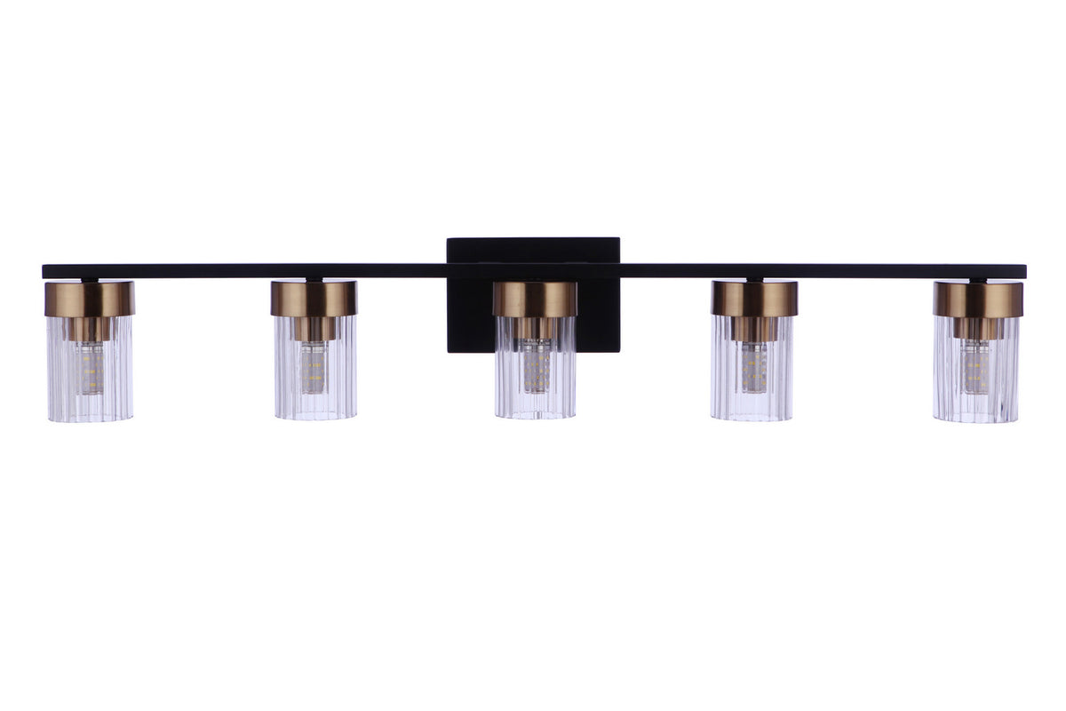 Craftmade - 11835FBSB5 - Five Light Vanity - Bond Street - Flat Black/Satin Brass