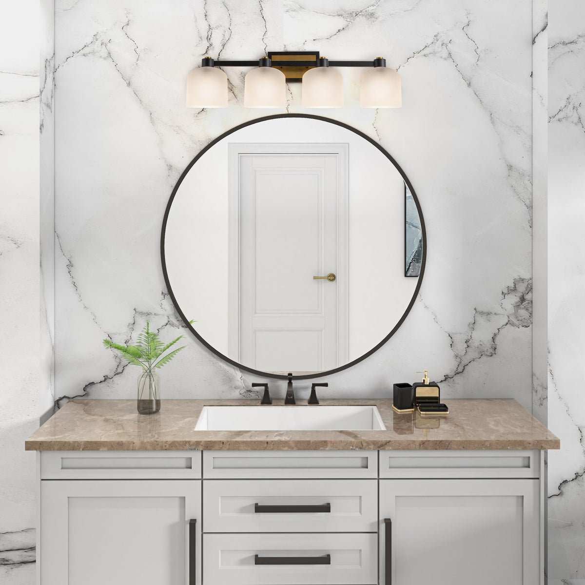 Artcraft - AC11694BB - Four Light Bathroom Vanity - Lyndon - Black and Brushed Brass