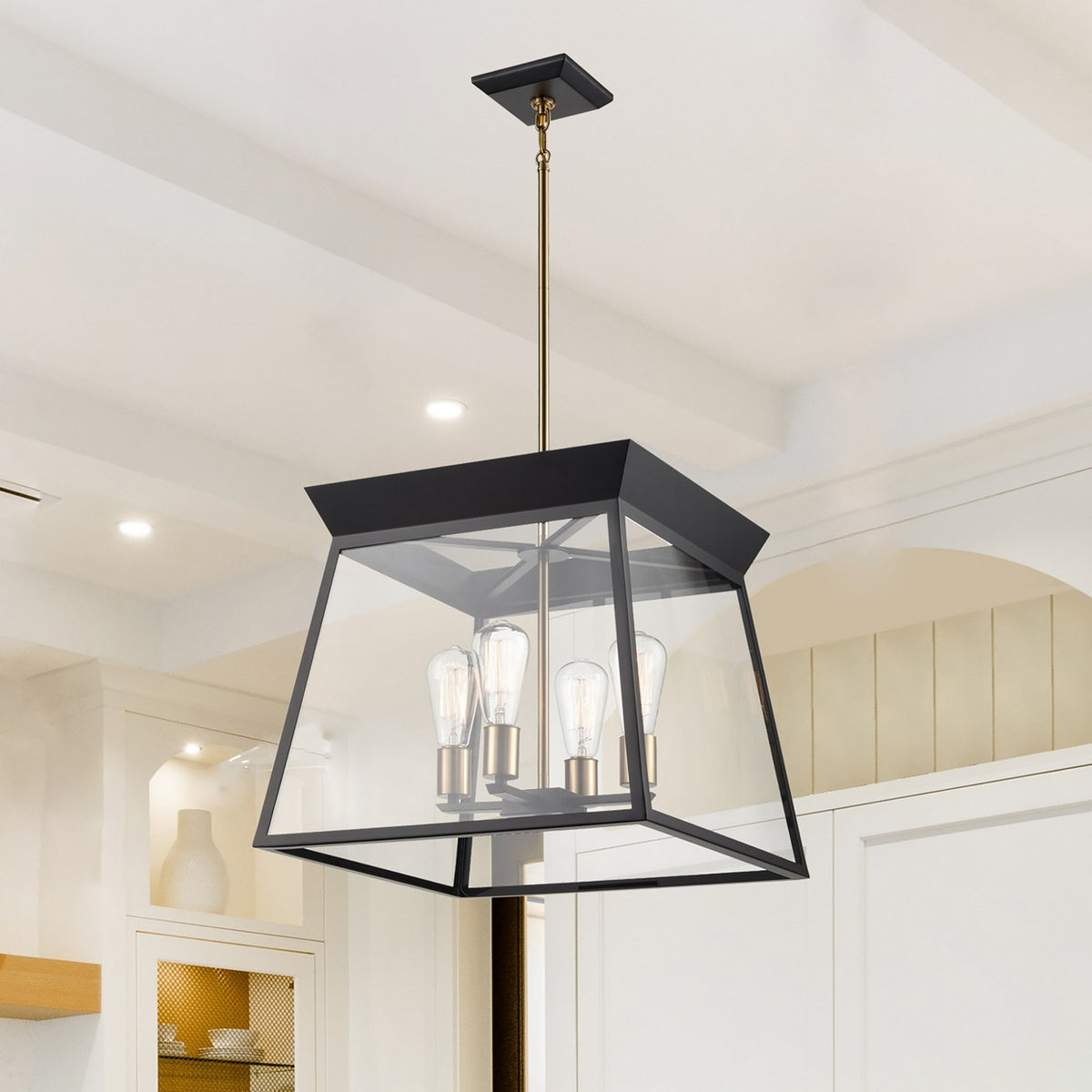 Artcraft - AC11852BK - Four Light Chandelier - Lucian - Black and Brushed Brass