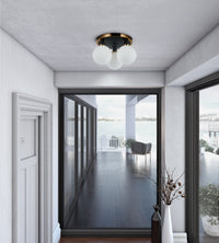 Artcraft - AC11873WH - Three Light Semi-Flush Mount - Gem - Black and Brushed Brass