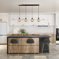 Artcraft - AC11874AM - Four Light Island/Pool Table - Gem - Black and Brushed Brass