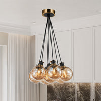 Artcraft - AC11877AM - Seven Light Pendant - Gem - Black and Brushed Brass