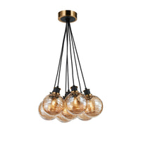 Artcraft - AC11877AM - Seven Light Pendant - Gem - Black and Brushed Brass