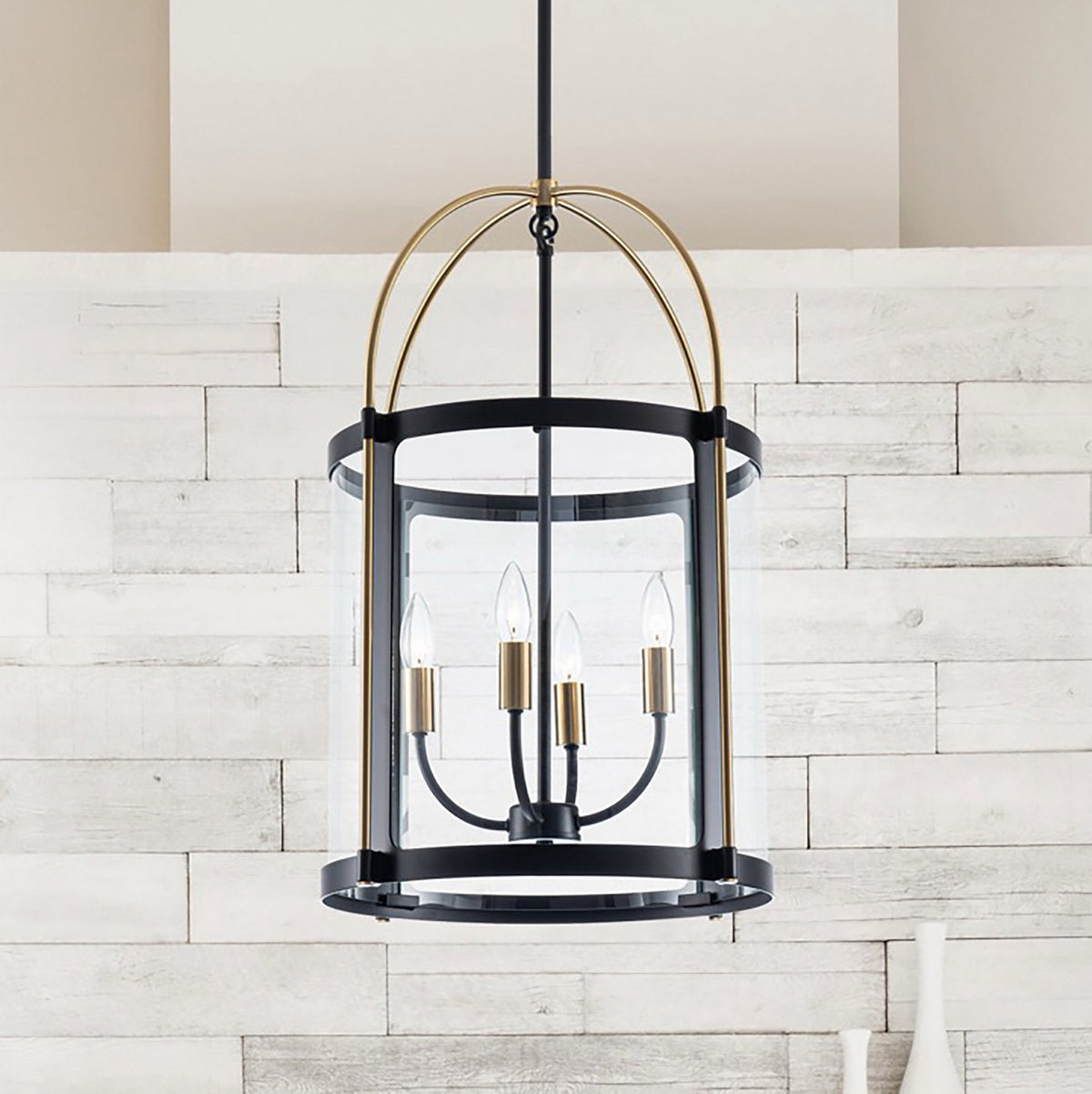 Artcraft - AC11515BB - Four Light Pendant - Verre incolore - Black and Brushed Brass