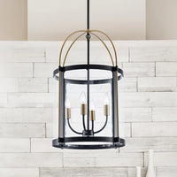 Artcraft - AC11515BB - Four Light Pendant - Verre incolore - Black and Brushed Brass