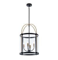Artcraft - AC11515BB - Four Light Pendant - Verre incolore - Black and Brushed Brass