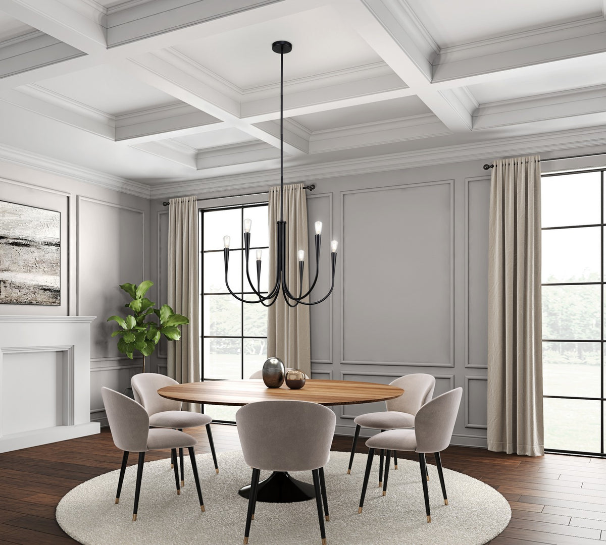 Artcraft - AC11926BK - Six Light Chandelier - Bronte - Black